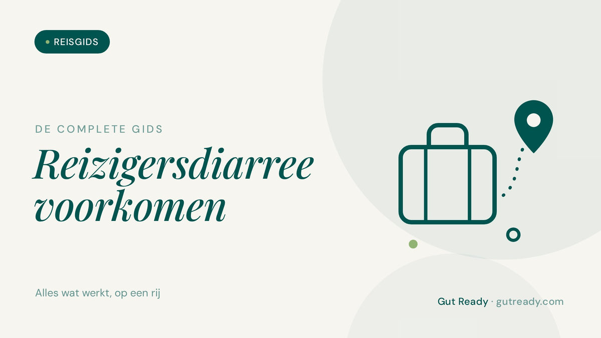 Illustratie van een koffer met route naar een bestemmingspin, complete gids reizigersdiarree voorkomen