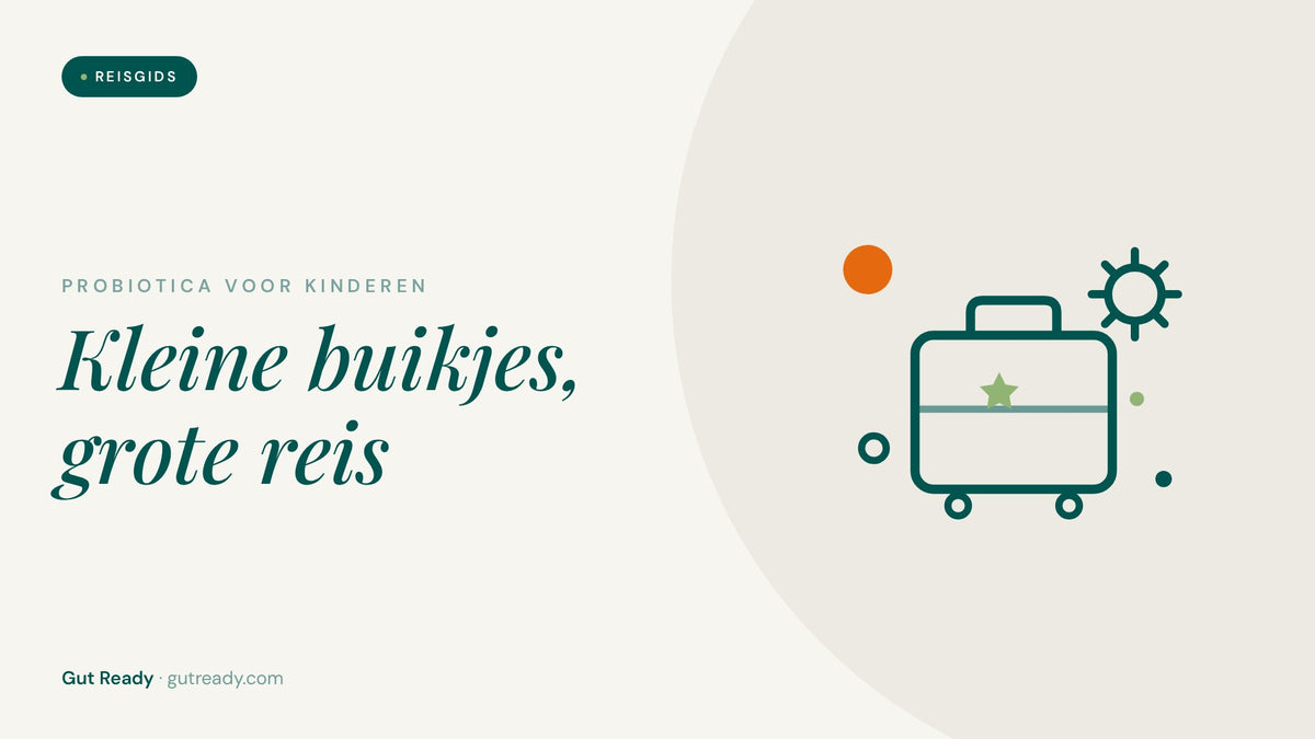 Illustratie van een koffertje met ster en een zonnetje, probiotica voor kinderen op reis